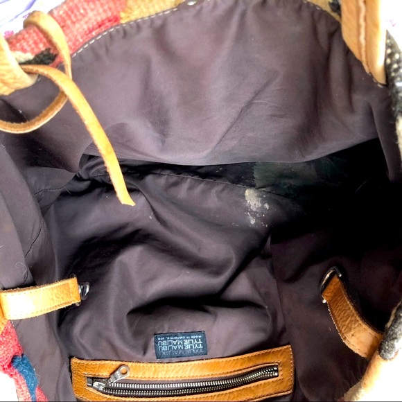 Tylie Malibu Oversized Aztec Leather Upcycled Textile Leather Oversize Weekender - Picture 6 of 8